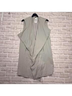 All Saints Sleeveless Cardigan Vest Gray Pockets NWT Lyocell Women's Size‎ 8